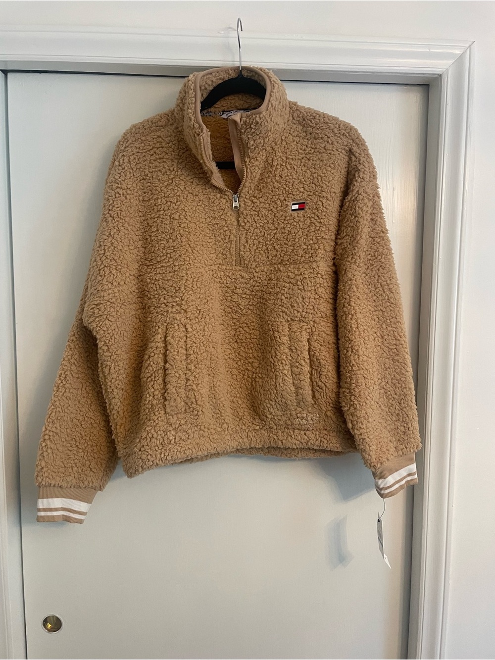 Tommy Hilfiger Women’s Tan Sherpa Half-Zip Pullover